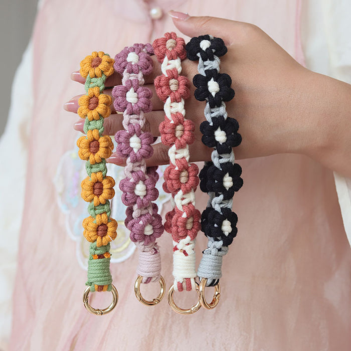 Wholesale Woven Daisy Cotton Rope Keychains