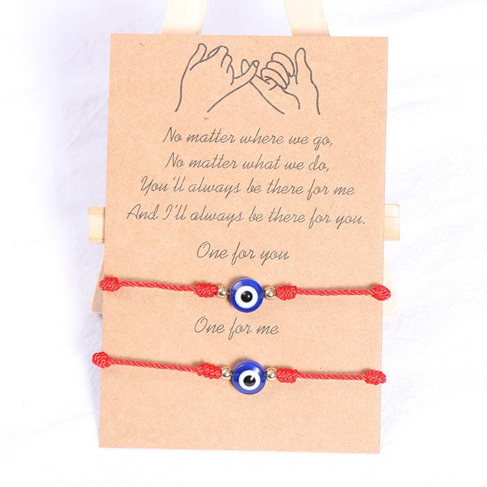 Wholesale Woven Red Rope Devil's Eye Bracelet 7 Knot Hand-woven Creative Couple Knot Card Jewelry