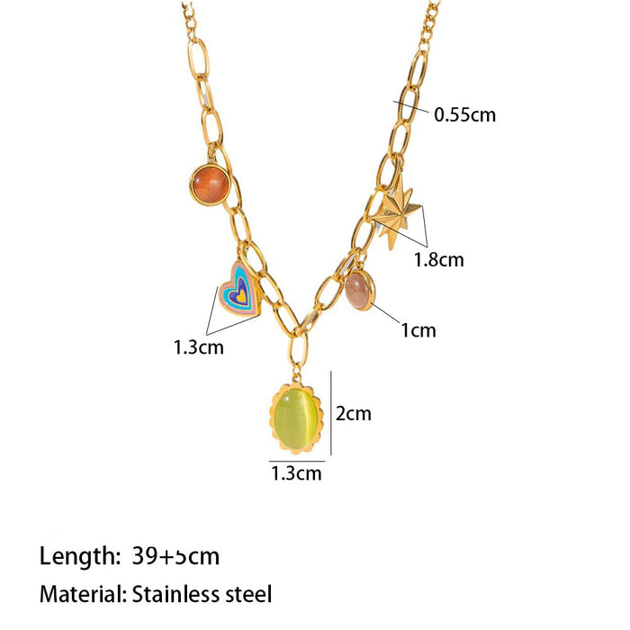 Wholesale Opal necklace love  clavicle chain  pendant necklace