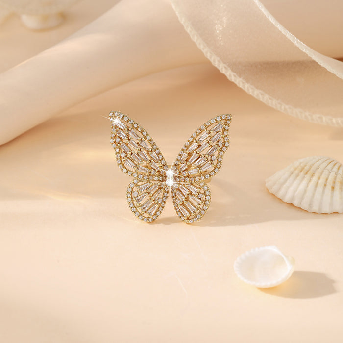 Wholesale Copper Zirconia Butterfly Ring JDC-RS-Bein001