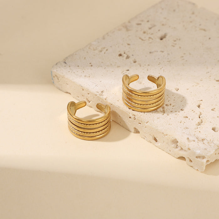 Wholesale 2pcs Luxury multi-layered   sophisticated  minimalist gold open-toe stainless steel ring