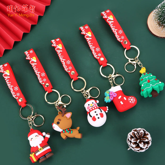 Wholesale Christmas Cartoon Elk Doll Silicone Keychain JDC-KC-YueY010