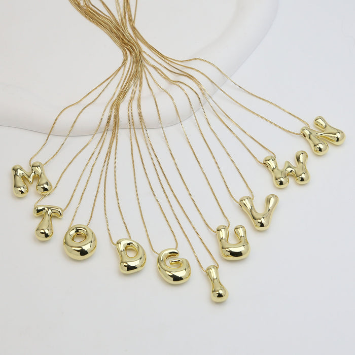 Wholesale 18k Brass Glossy Balloon 26 English Letters Necklace JDC-NE-BaiYi002