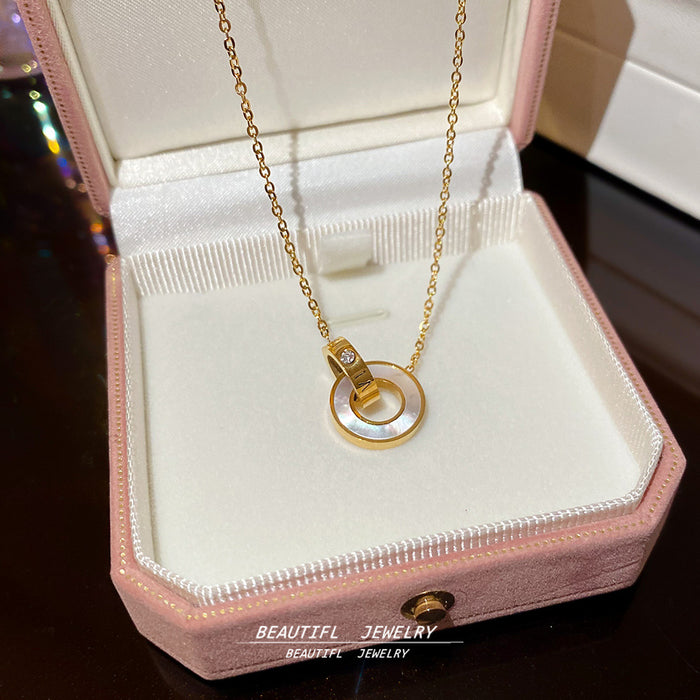 Wholesale Double-Ring Titanium Steel Necklace choker necklace