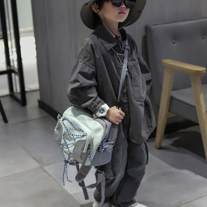Wholesale New color contrasting drawstring backpack for children, kindergarten backpack, outdoor small backpack