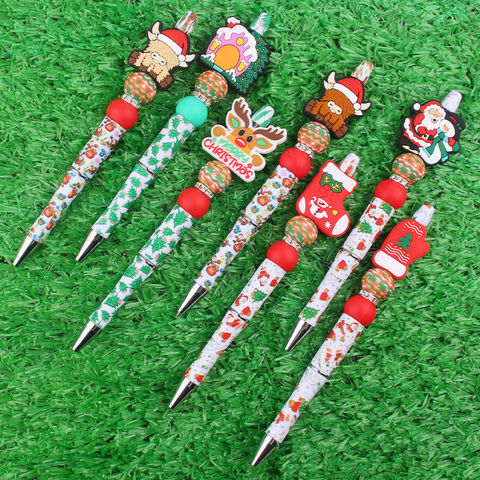 Wholesale Cartoon Christmas Silicone Plastic Bead Pen JDC-PN-GuangTian013