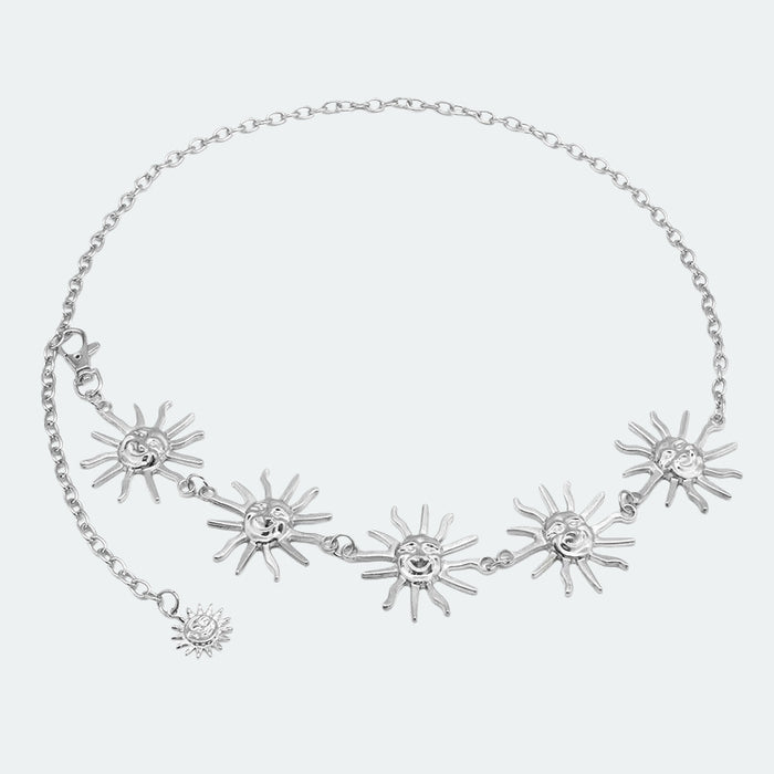 Wholesale Adjustable metal sunflower waist chain for women