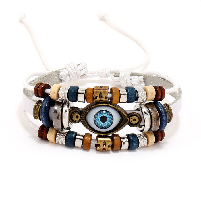 Wholesale Leather Beaded Bracelet Diy Evil Eye Element JDC-BT-XH019