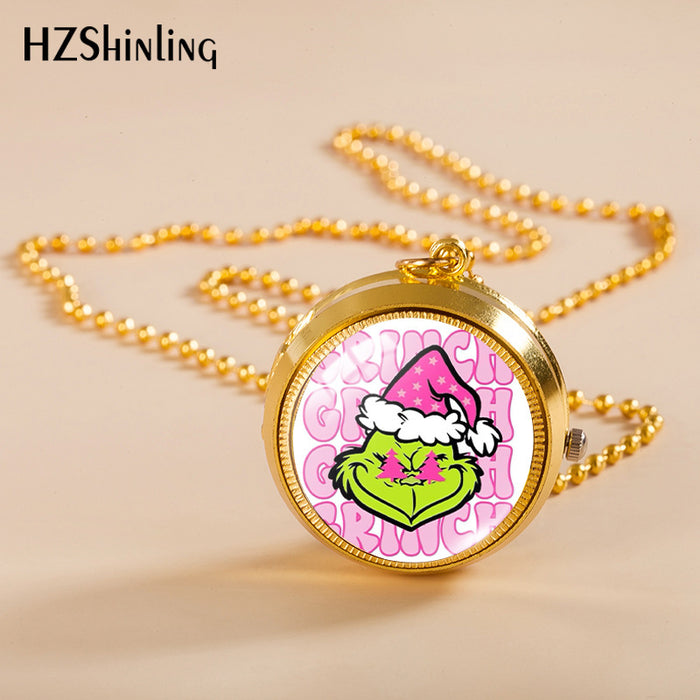 Wholesale Alloy Christmas Monster Grinch Rotating Pocket Watch JDC-PH-XiangL002