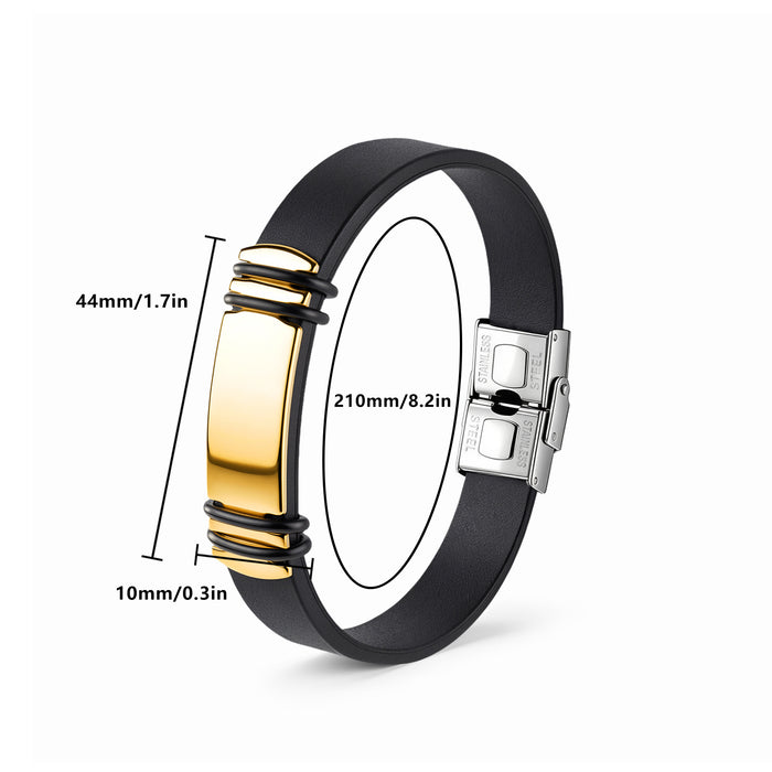 Wholesale Men' s Stainless Steel Buckle Silicone Wristband - Blank Engravable Jewelry Accessory Gift