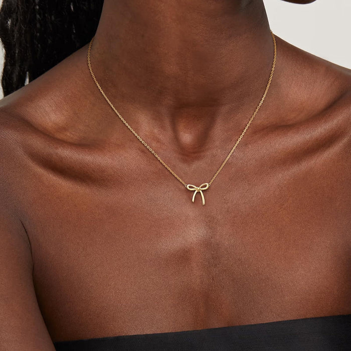 Wholesale New bow necklace, collarbone chain, light luxury, niche design, pendant, temperament necklace