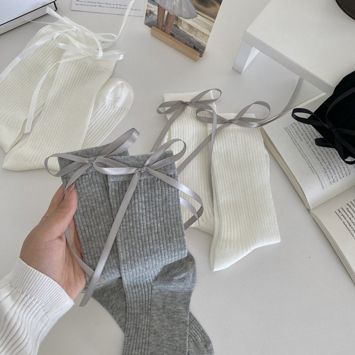 Wholesale Ribbon bow socks, thin mesh breathable hollow socks
