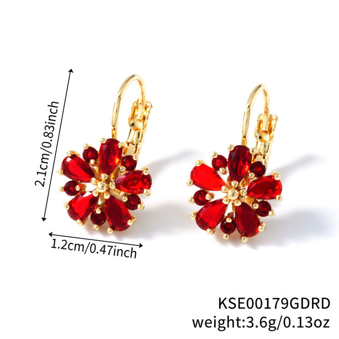 Wholesale Jewelry Colorful Zircon Earrings Wholesale Rose Gold Zircon Hot Selling Earrings
