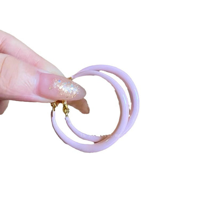 Wholesale Drip glazed circle earrings with new temperament, personality, and high-end feel