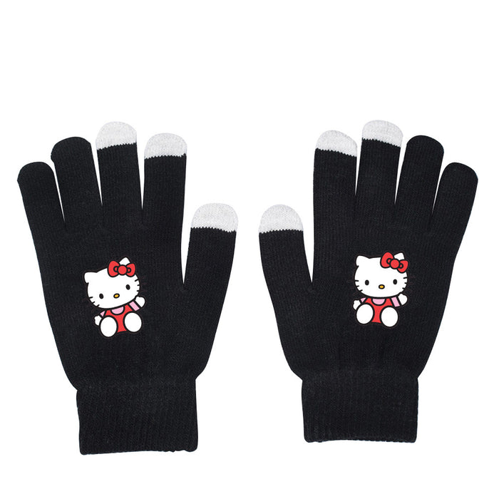 Wholesale Cat Pure Color Black Knitted Wool Gloves