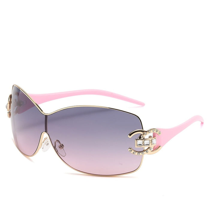 Wholesale Metal large box retro diamond inlaid sunglasses street photography sunglasses UV resistant glasses