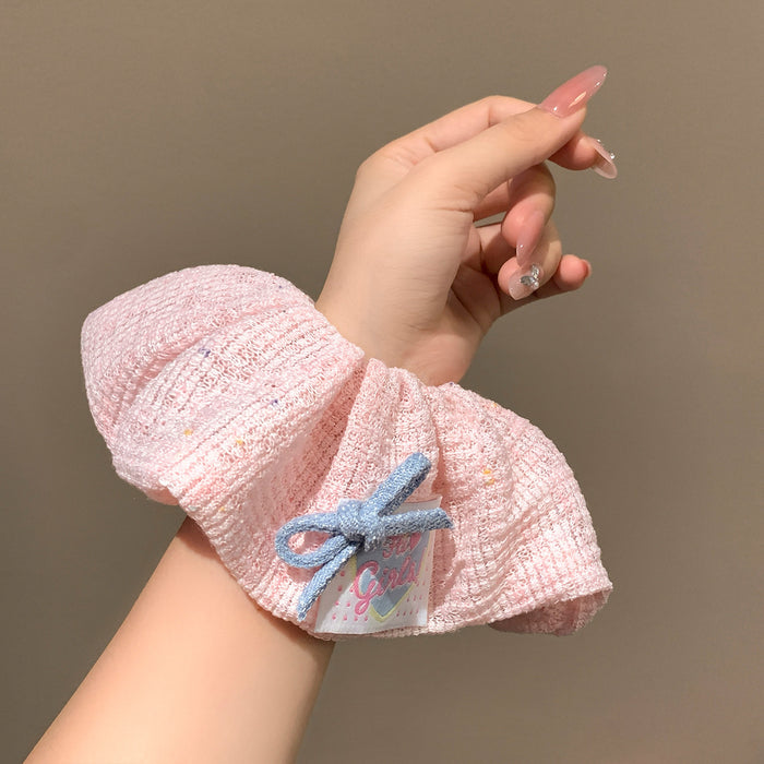 Wholesale Blue and pink bow knot knitted hair scrunchies