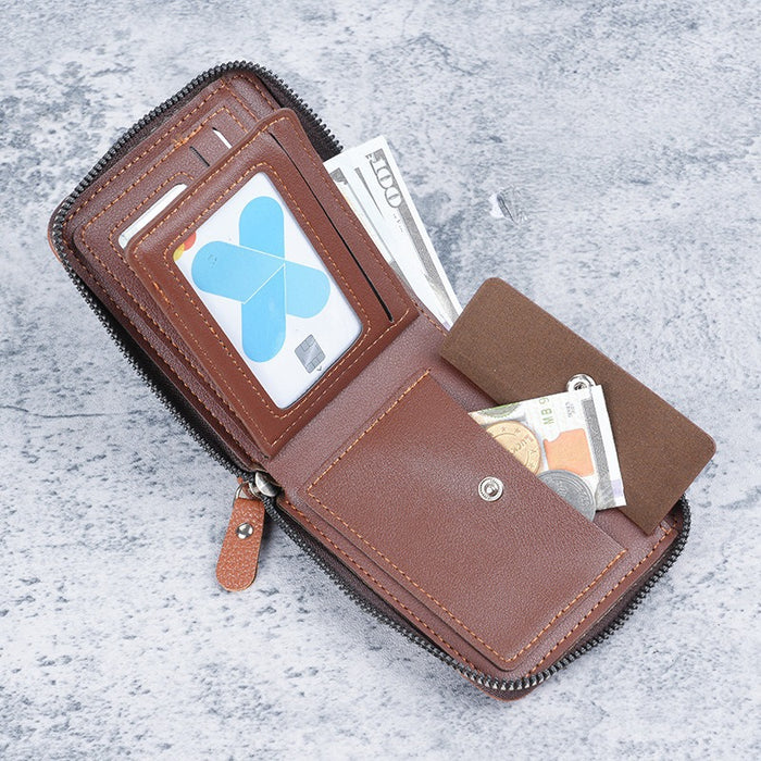 Wholesale Vintage Men' s Pu Leather Zipper Wallet Coin Purse Gift Boutique