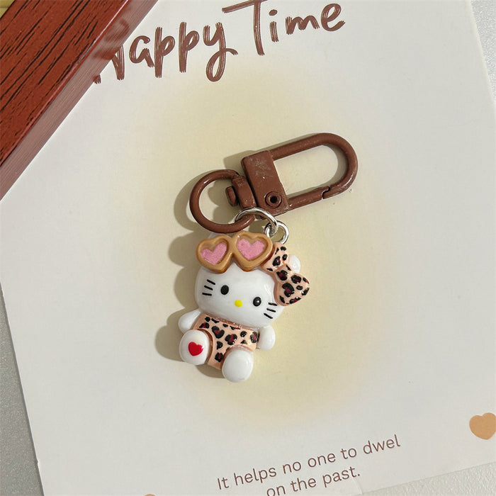 Wholesale Cute leopard print cartoon keychains in brown