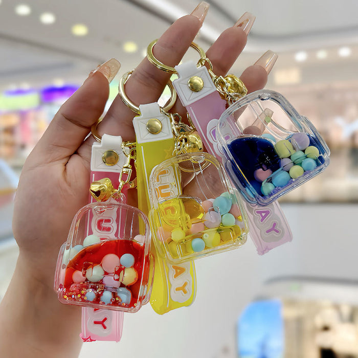 Wholesale Acrylic Oil Beads School Bag Keychain JDC-KC-SuXC002