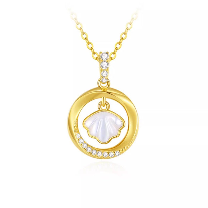 Wholesale Shell pendant necklace, new style, light luxury, high-end feel, diamond studded collarbone chain