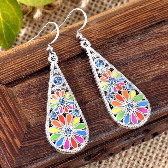 Wholesale Zinc Alloy Bohemian Drop Earrings with Rhinestone for Party Wear Boutique Resale MOQ≥2