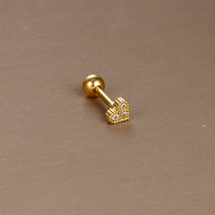 Wholesale Jewelry Stainless Steel Ear Nail Zircon Ball Screw Women