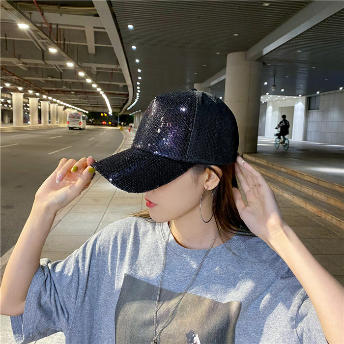 Wholesale Hat Colorful Sequined Large Brim Mesh Hat Street Baseball Cap Mesh Breathable Sun Hat