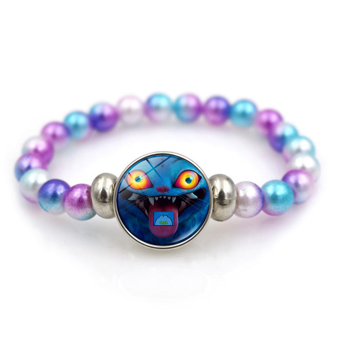 Wholesale K-POP Purple Beaded Bracelet Unisex Personality Elastic Wristband Jewelry