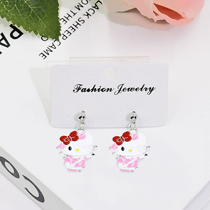 Wholesale Cute Cartoon Cat Short Earrings Metal Electroplated Fashion Jewelry Accessory for Women