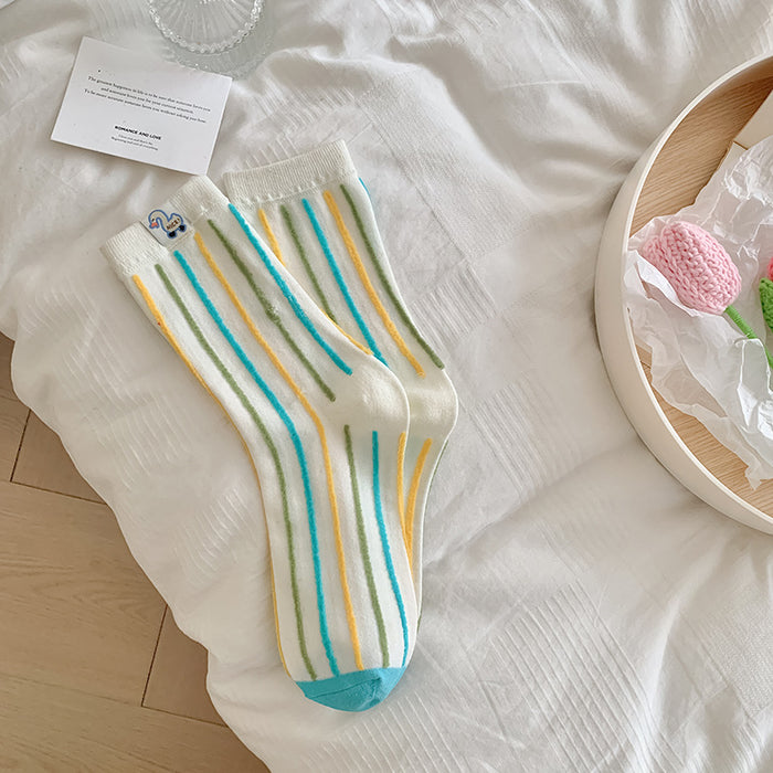 Wholesale Cute and stylish versatile mid length socks with colorful polka dots and long tube stacking socks