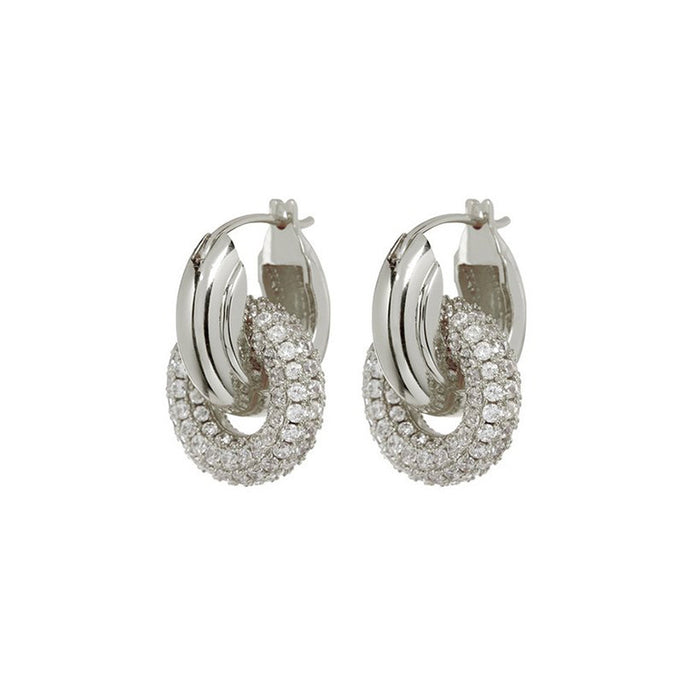 Wholesale Metal clasp copper micro-paved zircon earrings