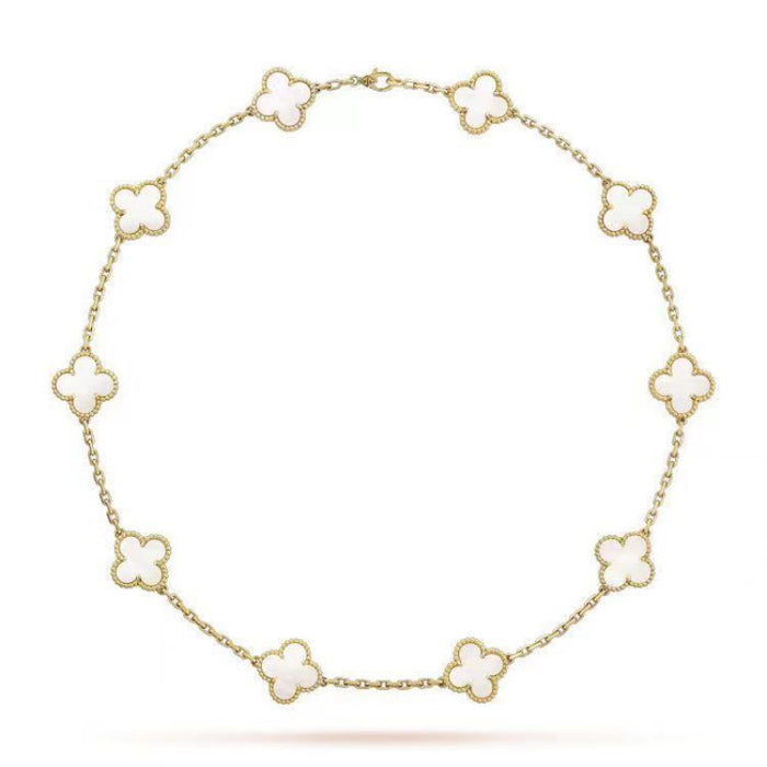 Wholesale Black agate ten flower necklace, double-sided clover collarbone chain