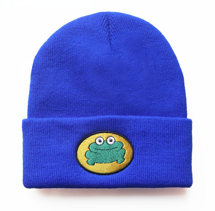 Wholesale Acrylic Cartoon Frog Embroidery Knitted Beanie Hat JDC-FH-LvH011