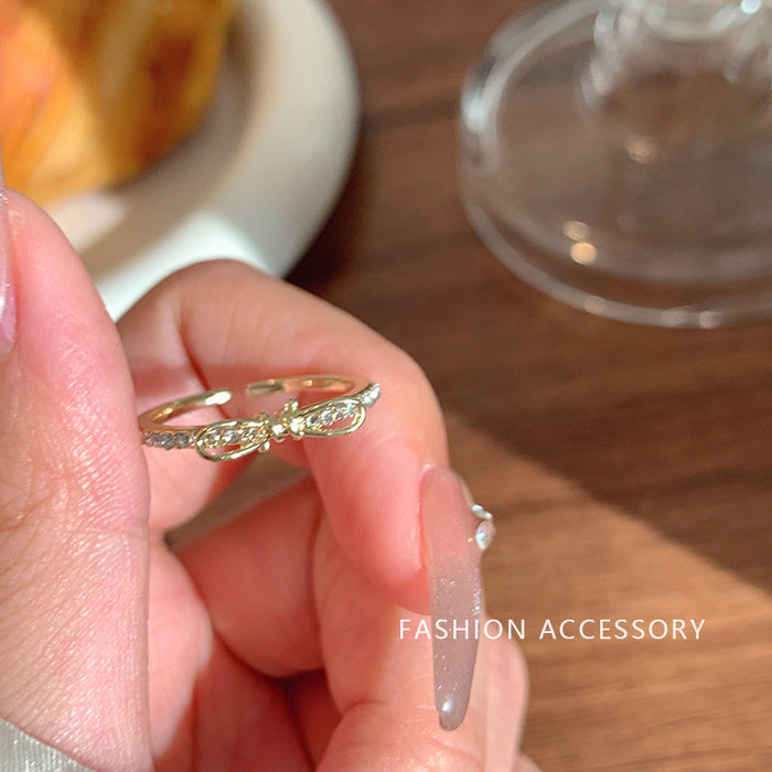 Wholesale Personalized love ring, niche bow, adjustable index finger ring, ring