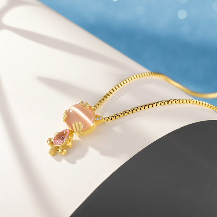 Wholesale Stainless steel pendant with unique personality and temperament, light luxury cat eye stone, stainless steel necklace accessory