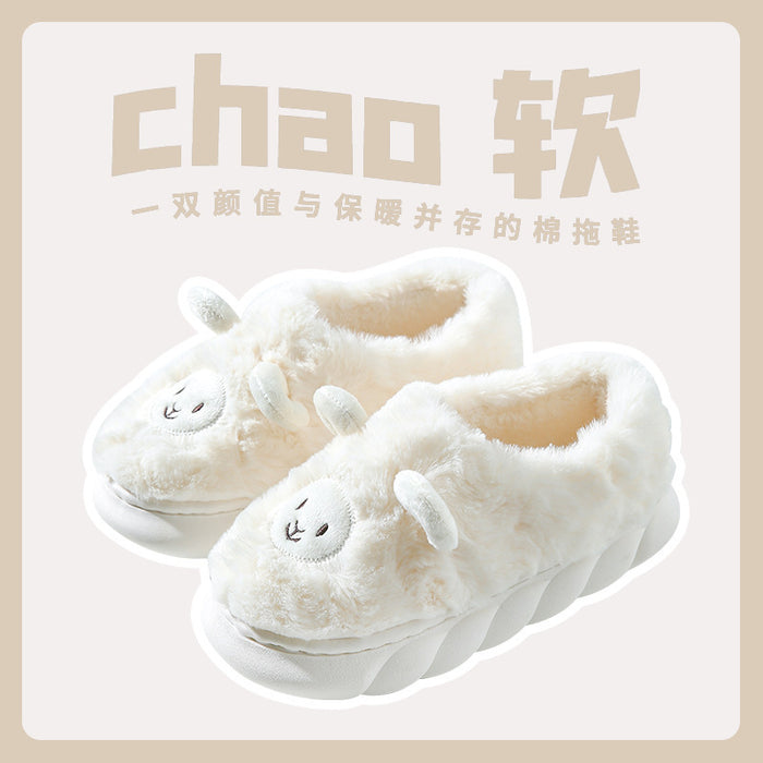 Wholesale  cotton slippers for female and male couples  cartoon  indoor home soft bottom plush