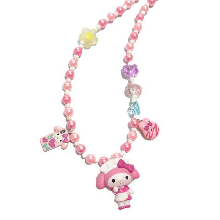 Wholesale Handmade Cute Merlot Pink Beaded Fashion Necklace Chain Short Necklace Chain