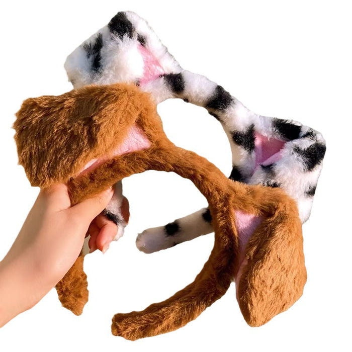 Wholesale Autumn and Winter Plush and cute spotted dog ear headband