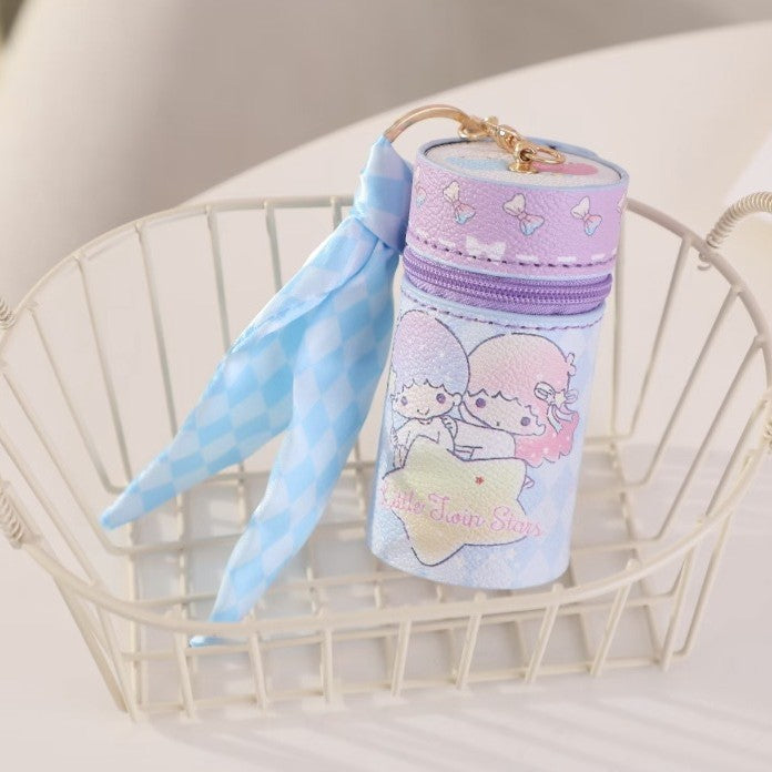Wholesale Cute Trendy Bucket Bag Keychain Star White PU Jewelry Makeup Pouch