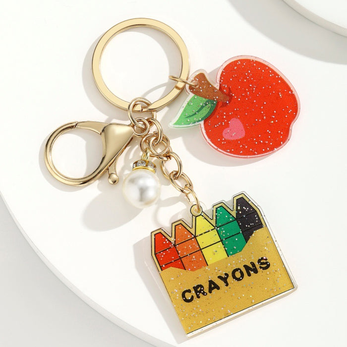 Wholesale Acrylic Pearl Apple Keychain