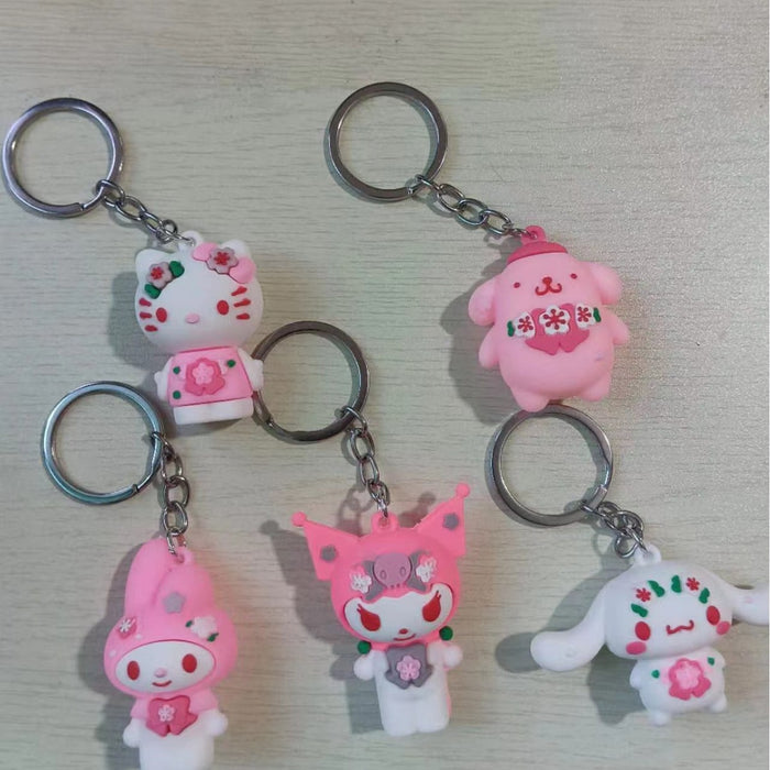 Wholesale Keychain Cartoon Animation PVC Doll Cat Bag Pendant Car Key Ring Creative Gift