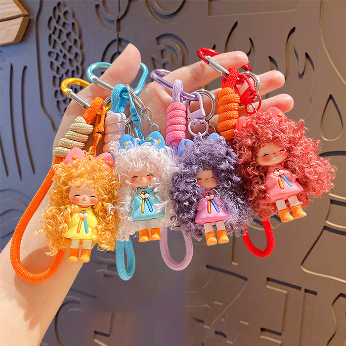 Wholesale PVC Cartoon Keychain Pendant Hairy Milk Doll Design Bag Charm MOQ≥2