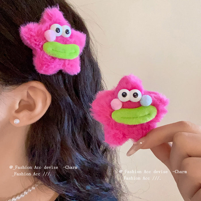 Wholesale  Cartoon Star Smiley Plush Hairpin Side Duckbill Clip All-match New Hairpin Hair Accessories