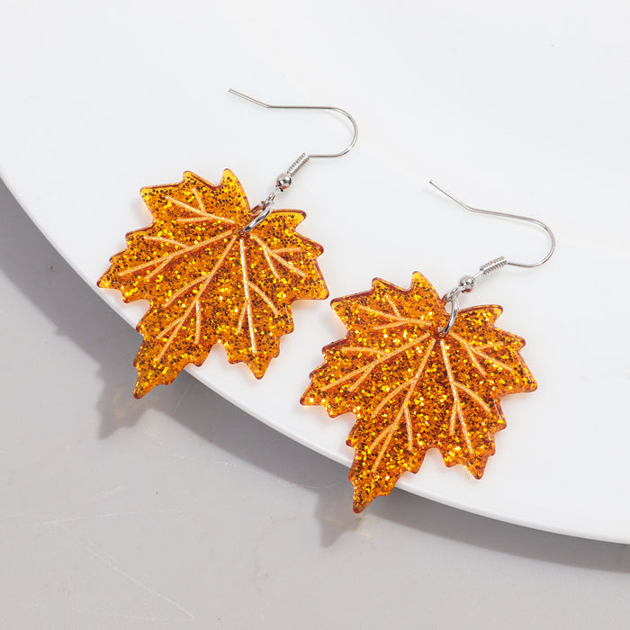 Wholesale Maple Leaf Acrylic Print Earrings JDC-ES-ChouD025