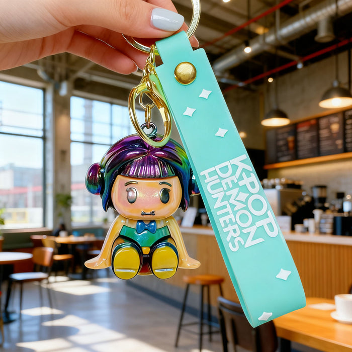 Wholesale K-POP Electroplated Cute Cartoon Character Sitting Silicone Keychain
