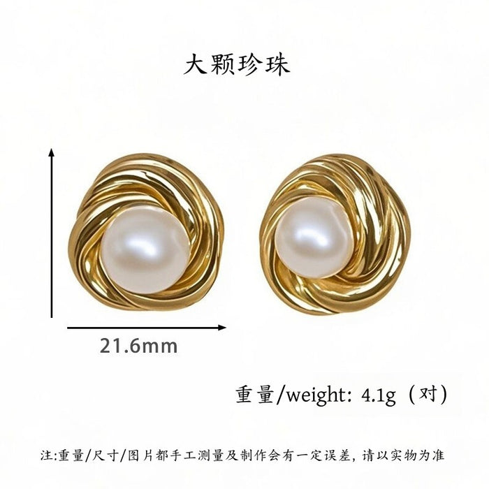 Wholesale Pearl earrings light luxury personality temperament does not fade titanium steel earrings new product