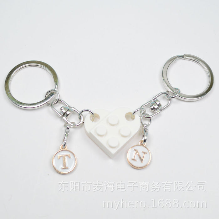 Wholesale Alloy Letter Pendant 2 in 1 Detachable Love Building Block Keychain JDC-KC-Maih003