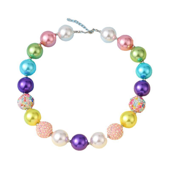 Wholesale Acrylic Rainbow Pearl Necklace JDC-NE-ShengXi003