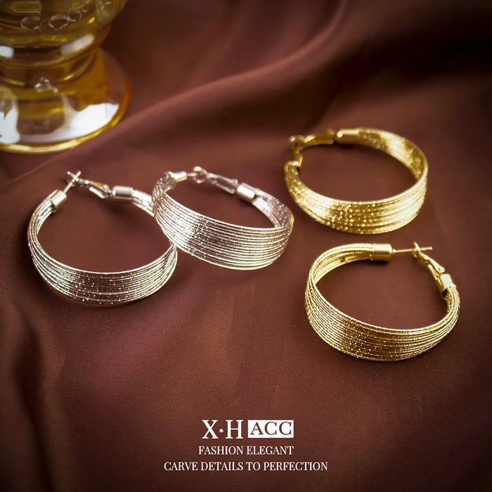 Wholesale Geometric multi-layer circle ear buckle, simple and fashionable, versatile earrings, niche design, high-end earrings